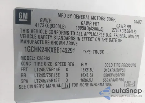 2008 Chevrolet Silverado 2500Hd Lt1 z USA, uszkodzony, nr VIN 1GCHK24KX8E145291